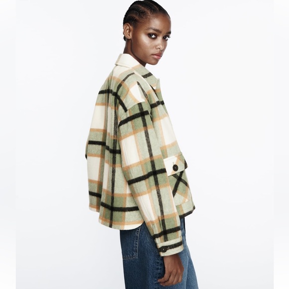Zara NWT Patch Pocket Plaid Overshirt/Jacket size XL - Picture 3 of 8